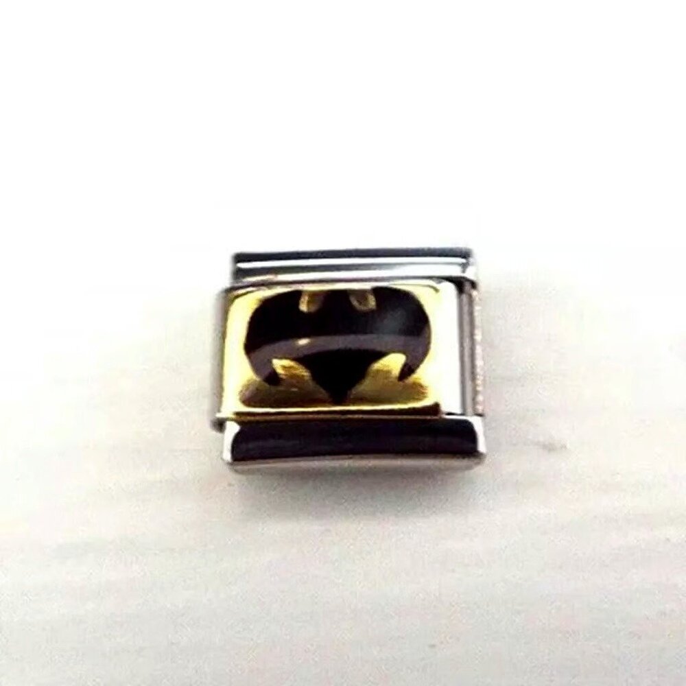 Batman bat signal enamel 9mm stainless steel Italian charm bracelet link new